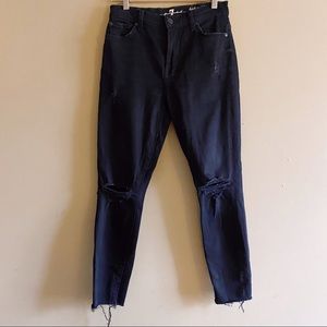 7 For All Mankind High Waisted Ankle Gwenevere Black Jeans